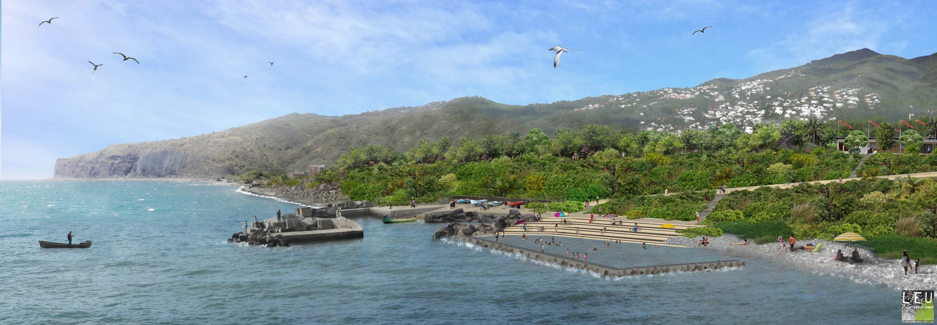 Perspective projet Centre-ville la Possession sur le littoral LEU Réunion 974